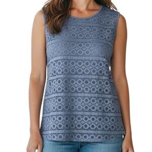 THE LIMITED Gorgeous Steel Blue Lace Crochet Sleeveless‎ Top NWOT Size S